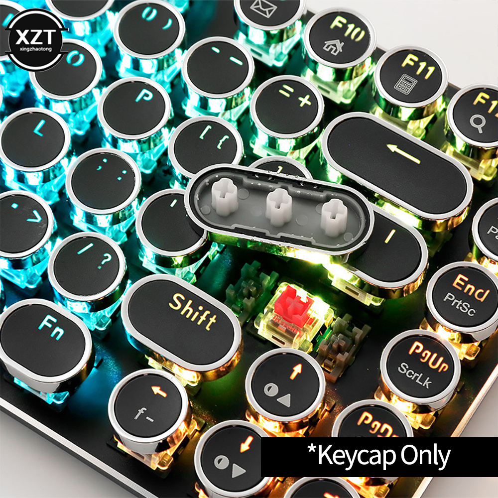 Gaming Keyboard Blue Switches - Round Mechanical Keycaps Replacement 104 Keys