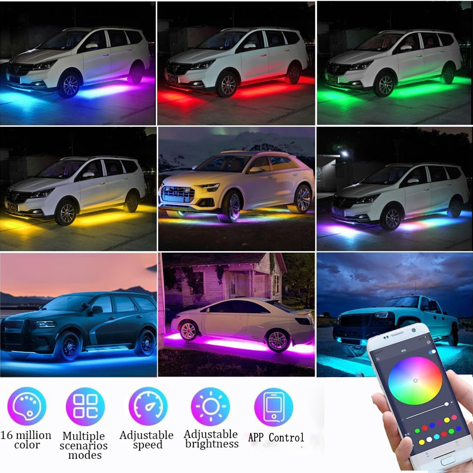6pcs Dream Color LED Car Under - Rgb Underglow Strip review and price