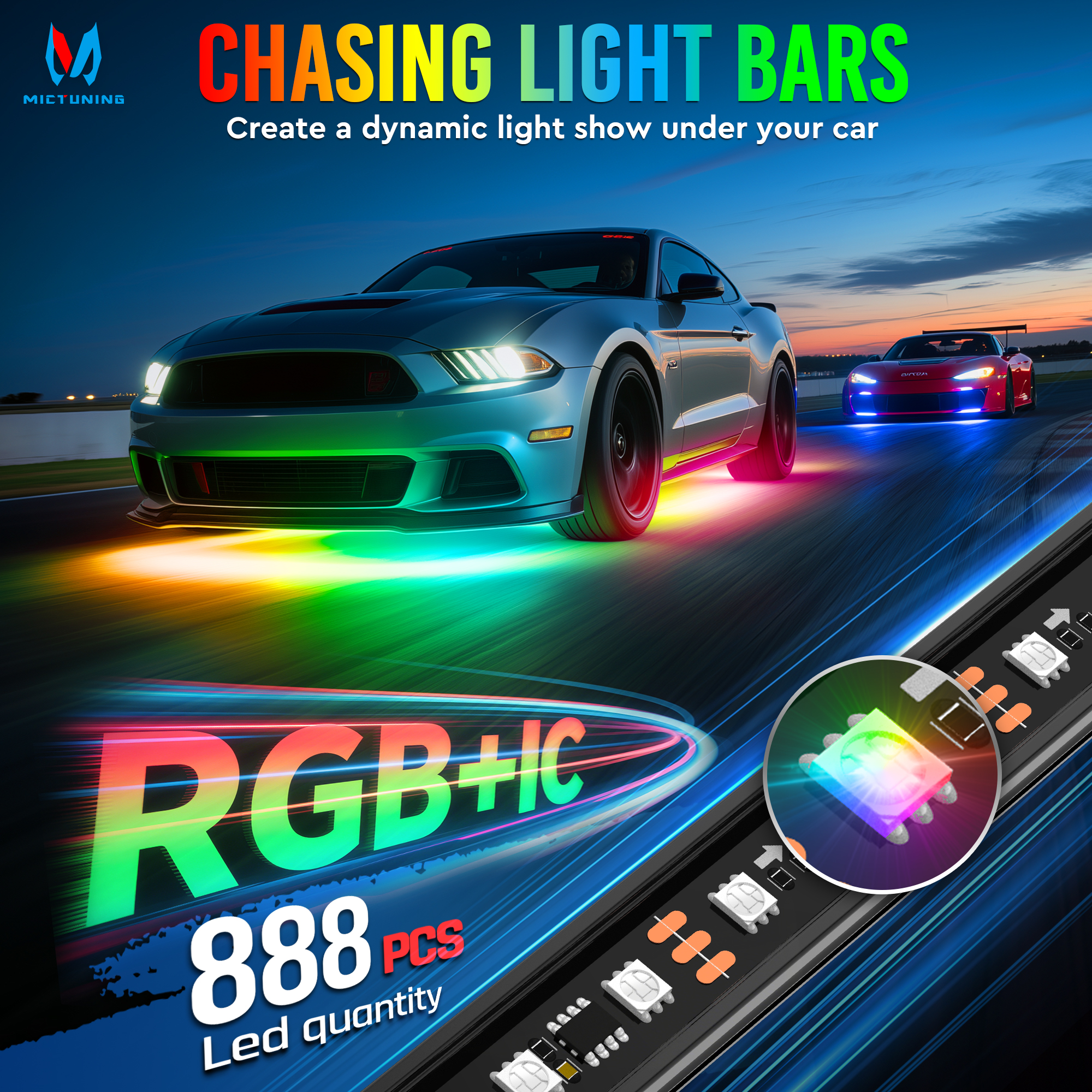 MICTUNING U8 Car Underglow Lig - Rgb Underglow Strip review and price