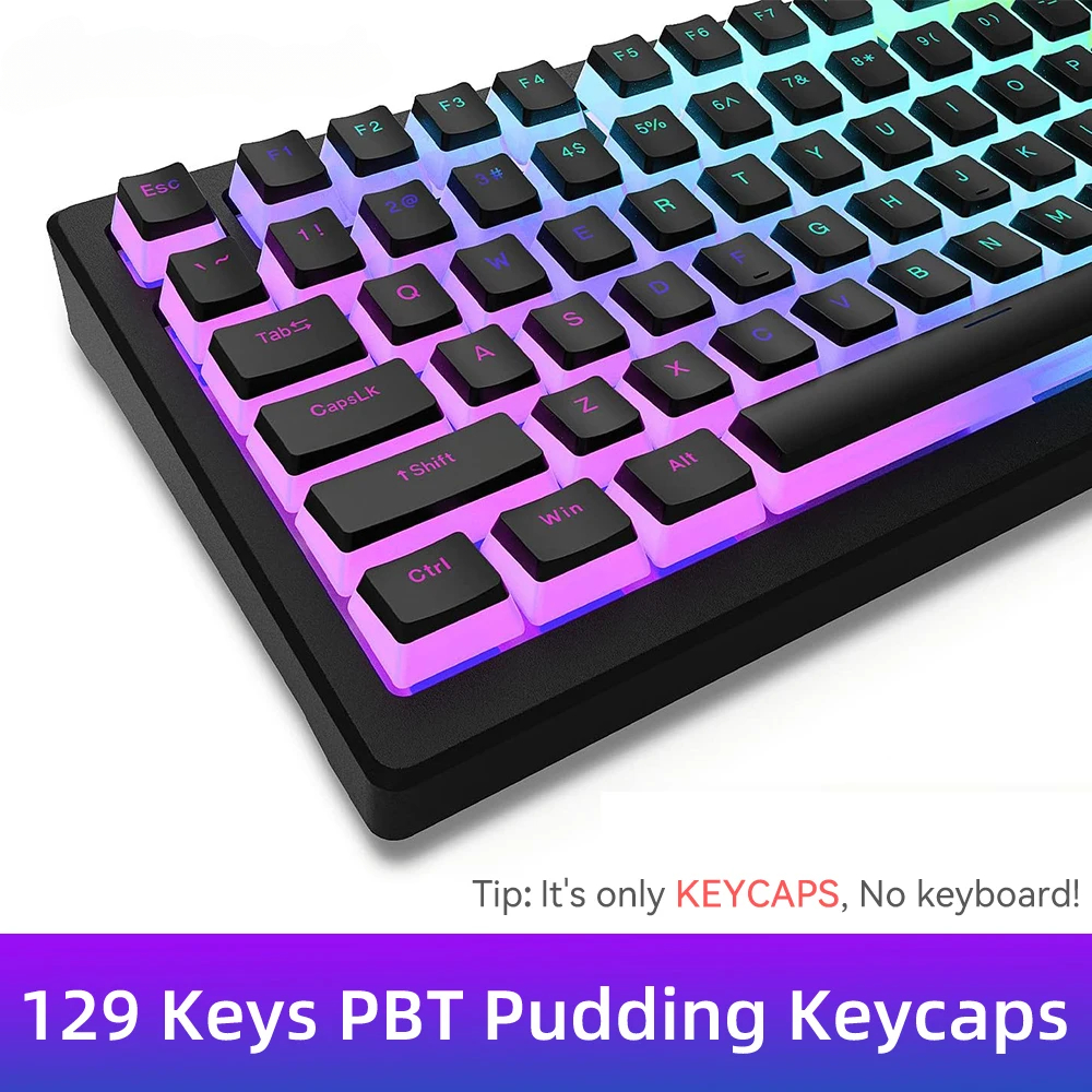 New Pudding PBT Keycaps 129 Ke - Gaming Keyboard Blue Switches review and price