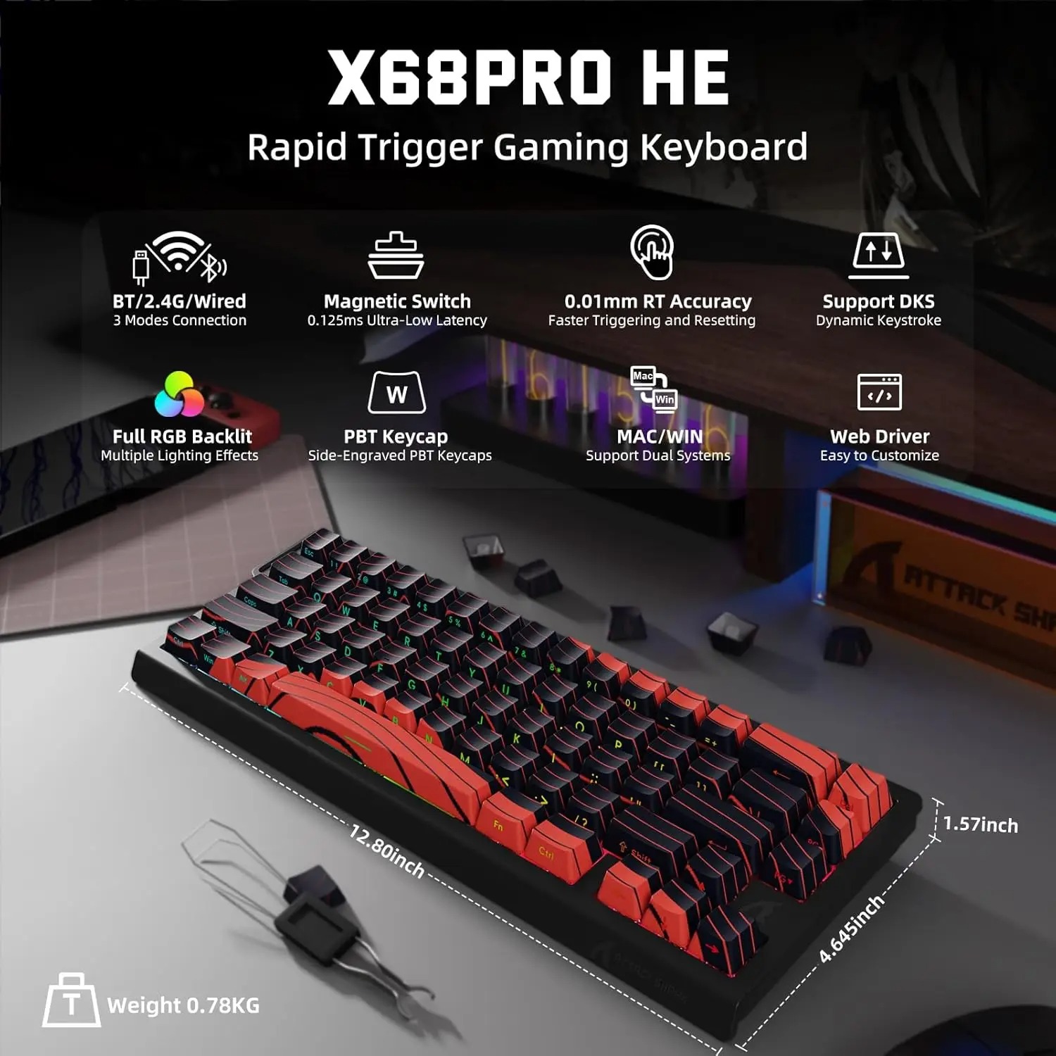ATTACK SHARK X68 PRO HE Wirele - Gaming Keyboard Brand review and price
