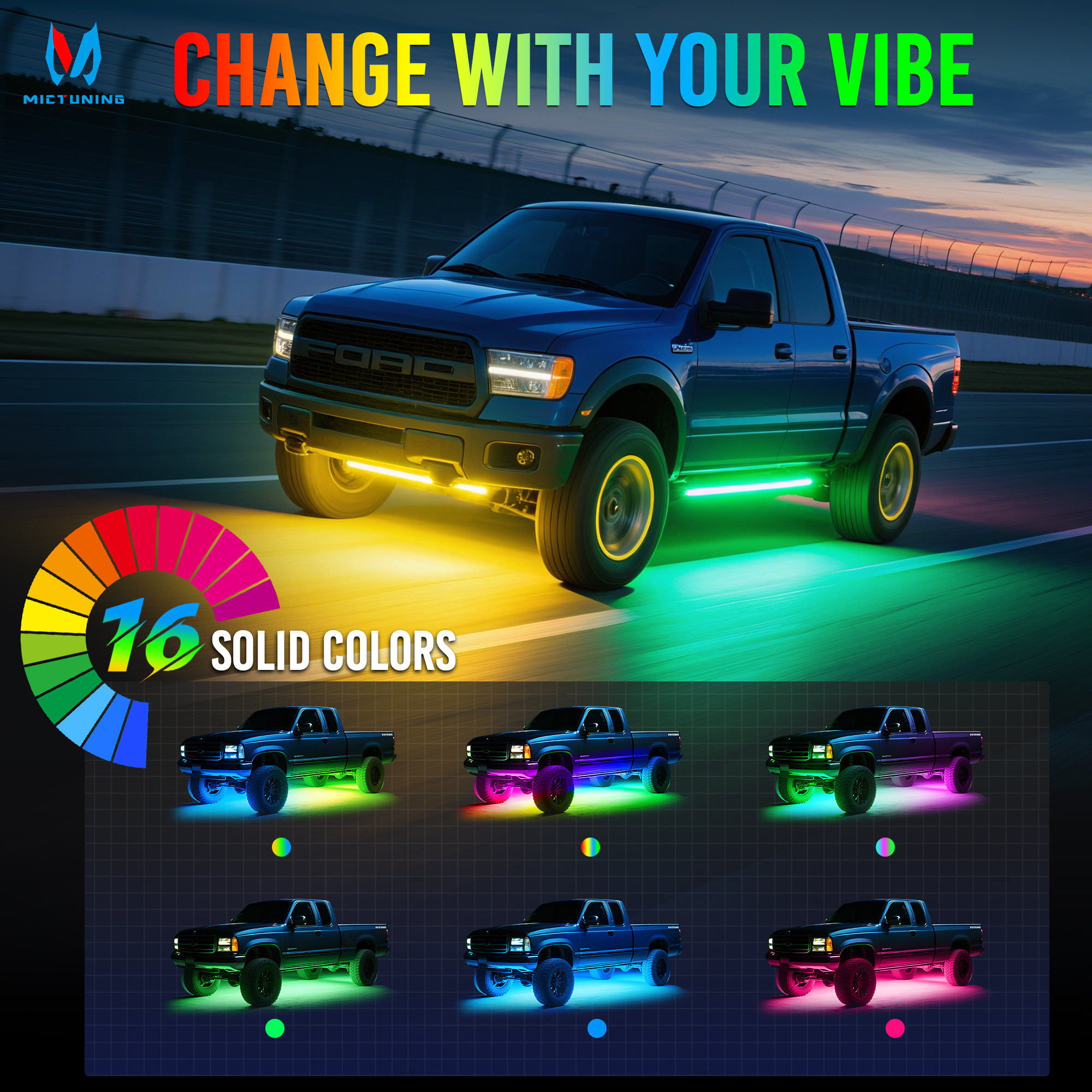 MICTUNING 8Pcs U8 RGB+IC Under - Rgb Underglow Strip review and price