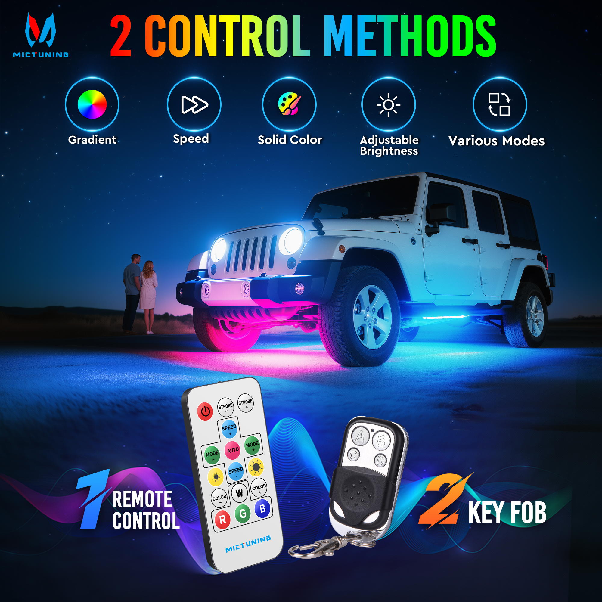 MICTUNING 8Pcs U8 RGB+IC Under - Rgb Underglow Strip review and price