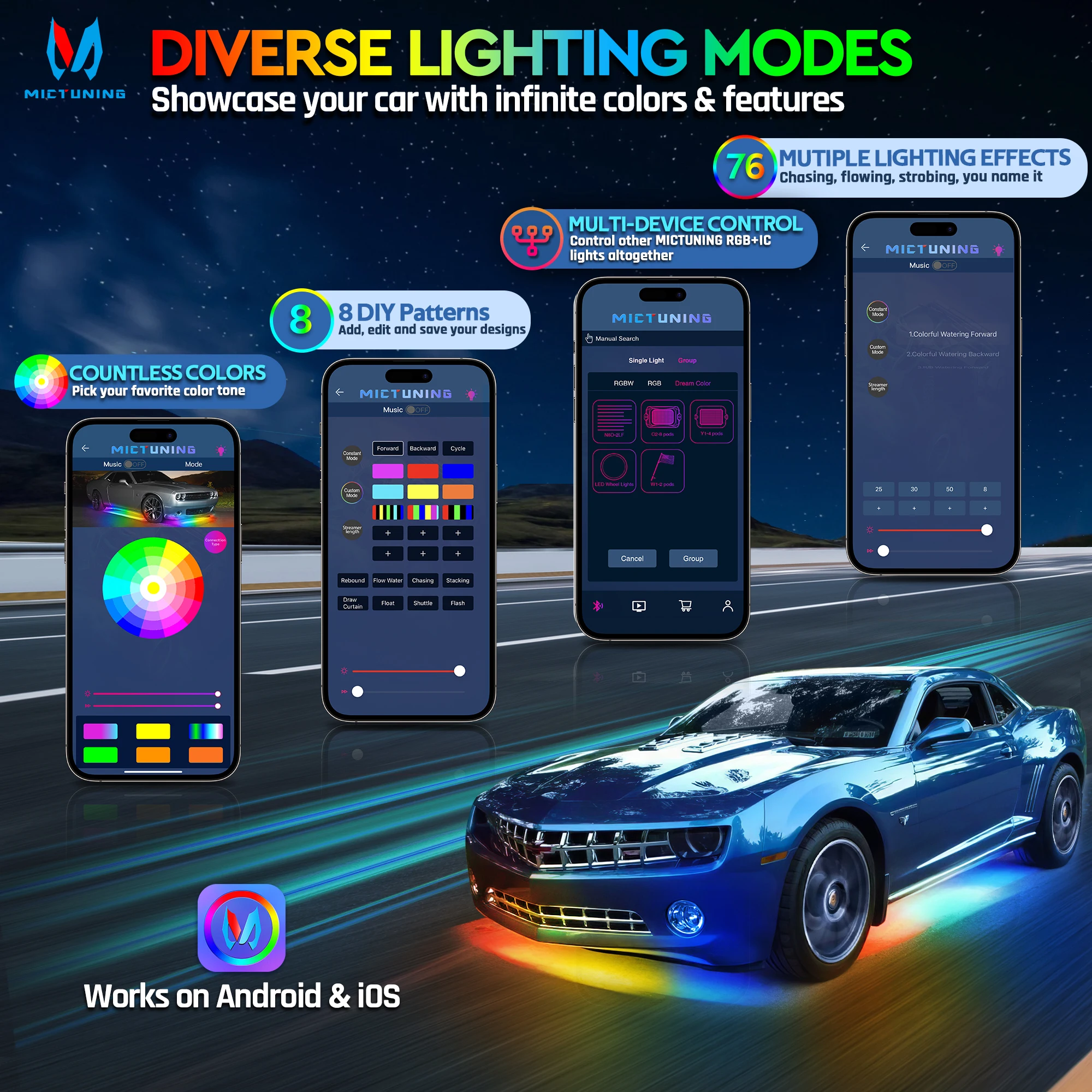 MICTUNING N8 Car Underglow Lig - Rgb Underglow Strip review and price