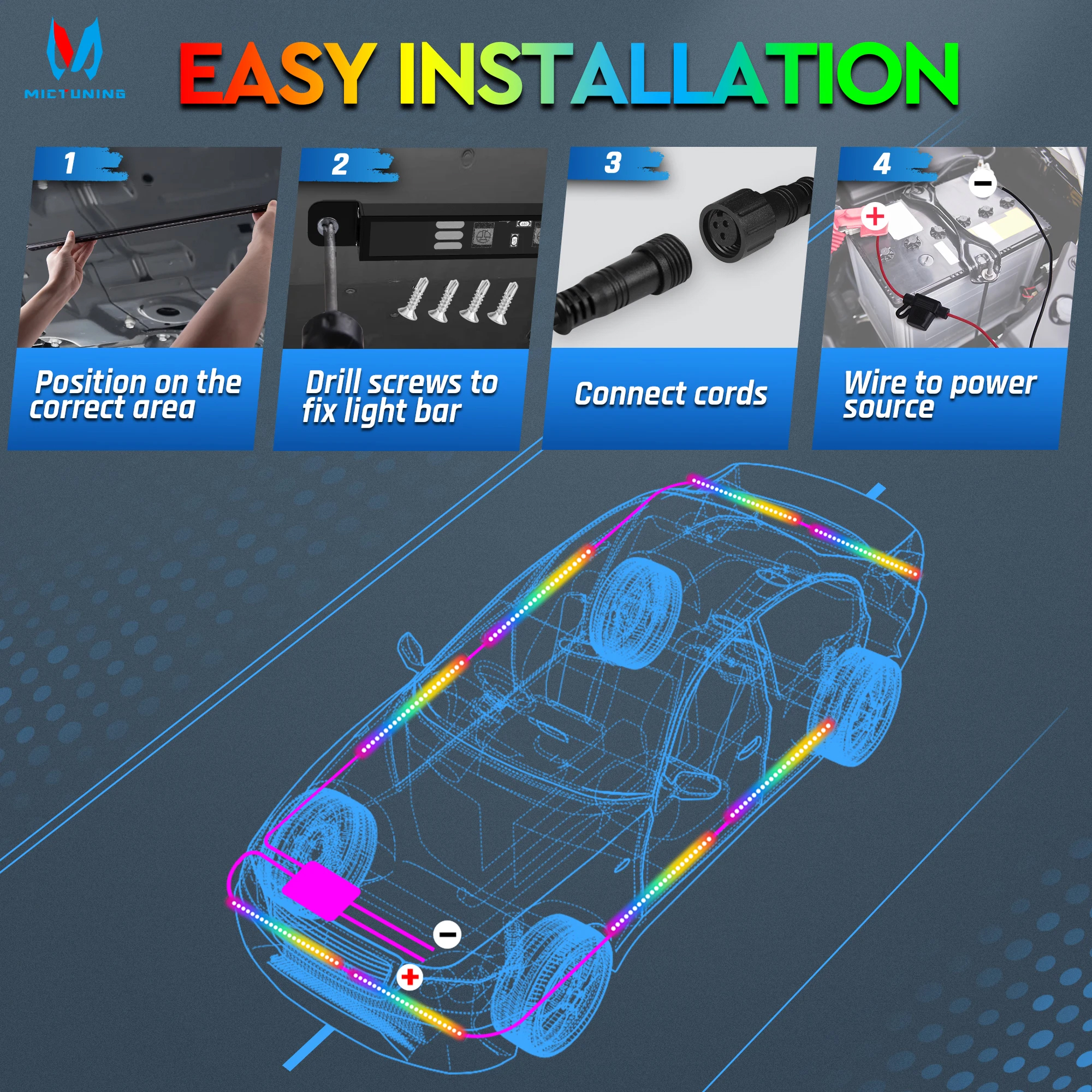 MICTUNING N8 Car Underglow Lig - Rgb Underglow Strip review and price