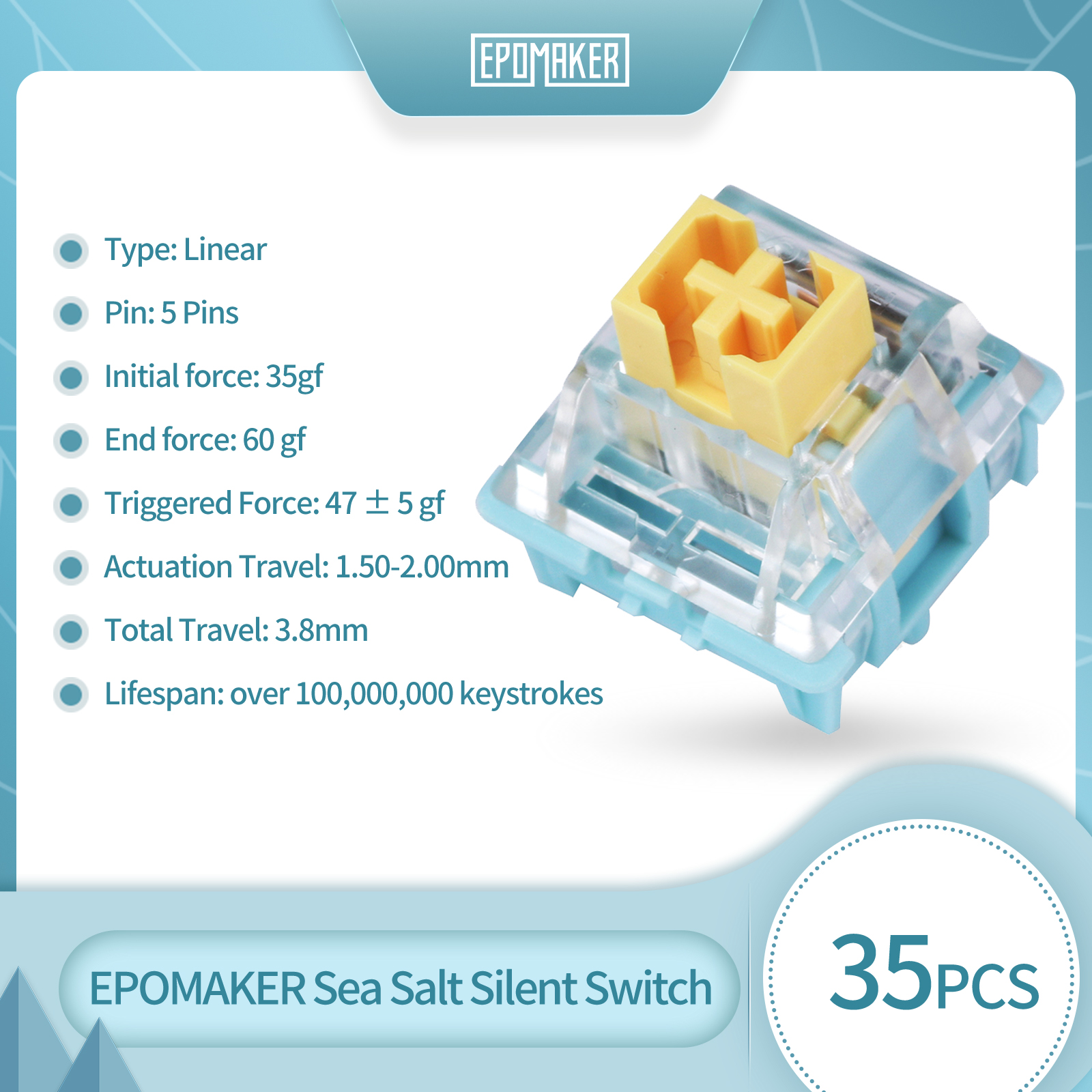 35 Pieces EPOMAKER Sea Salt Si - Gaming Keyboard Mechanical Wireless review and price