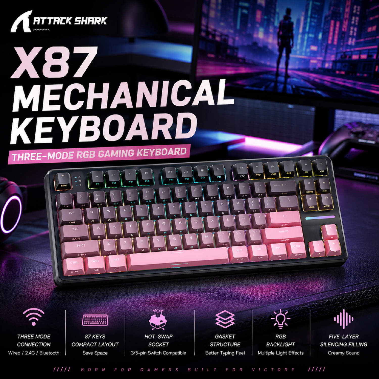 Attack Shark X87 Macro Drive G - Gaming Keyboard Bluetooth review and price