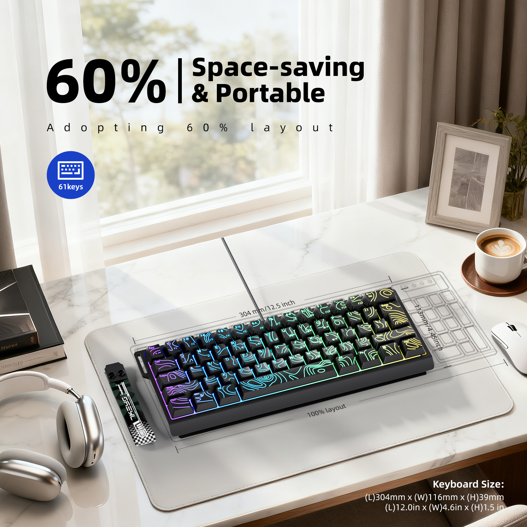 60% compact wired keyboard wit - Gaming Keyboard Blue Switches review and price