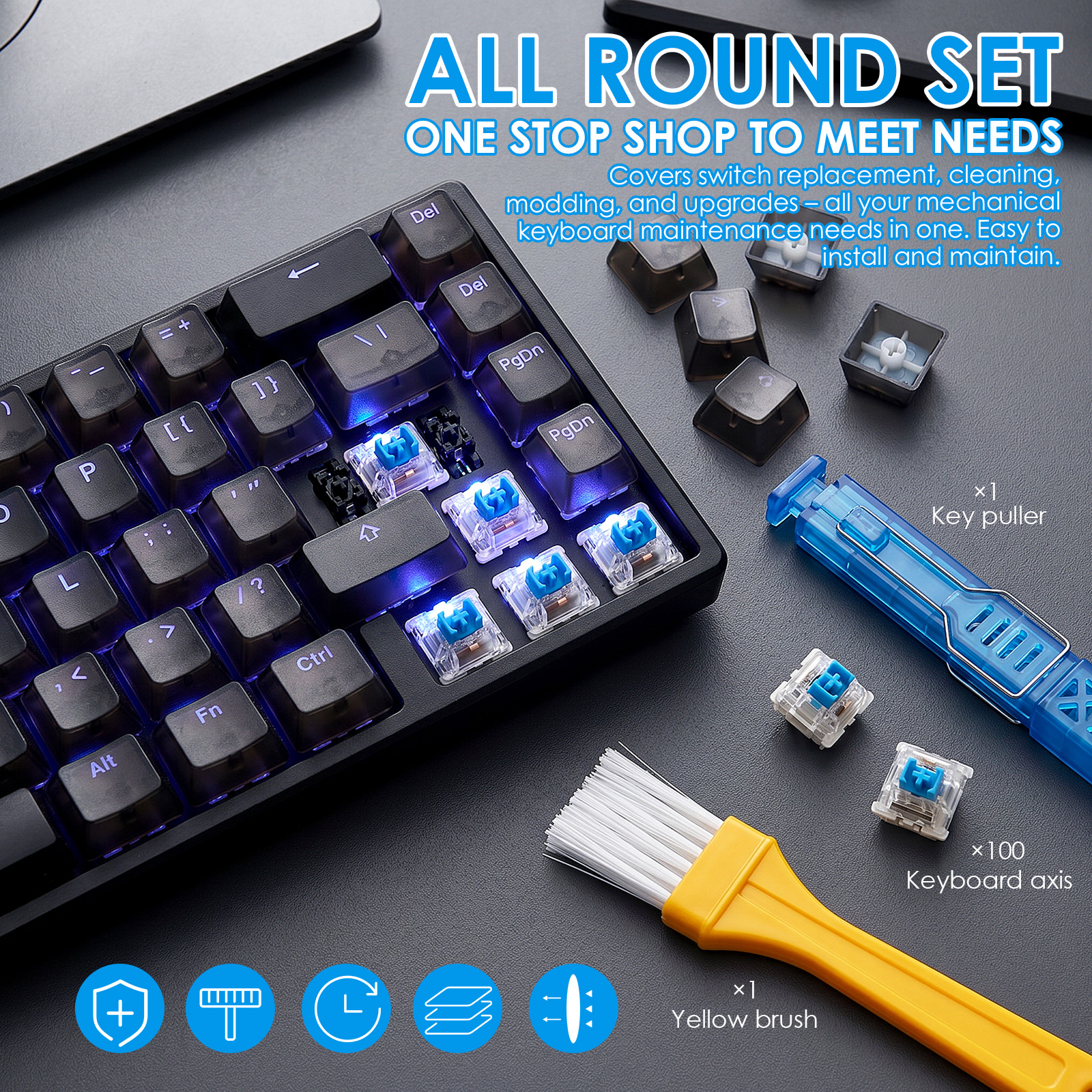 100Pack Clear RGB Backlight Me - Keyboard Gaming Blue Switch review and price