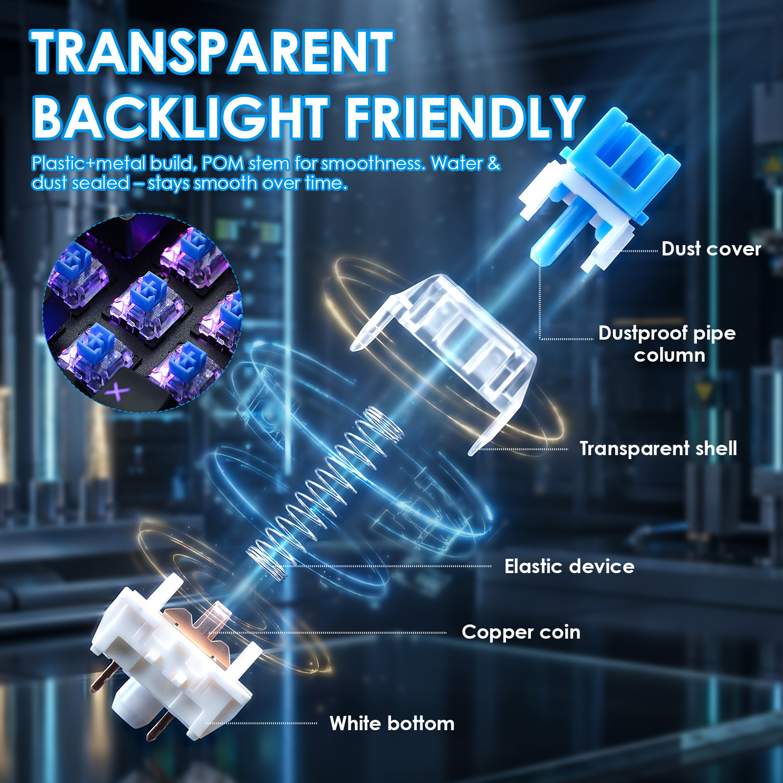 100Pack Clear RGB Backlight Me - Keyboard Gaming Blue Switch review and price