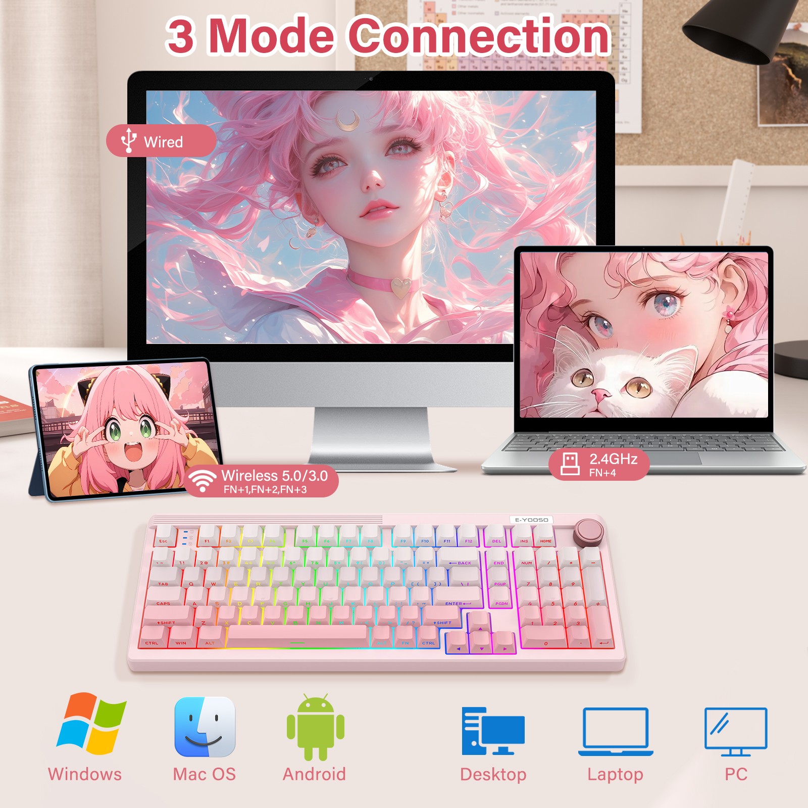 E-YOOSO 98-Key Wired Tri-mode  - Gaming Keyboard E Yooso review and price