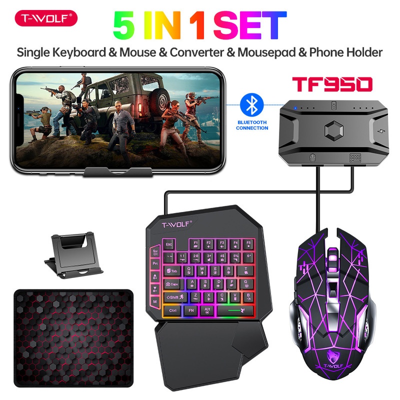 T-Wolf Tf950 5 In 1 One Handed - Keyboard Mouse Bundle Gaming review and price