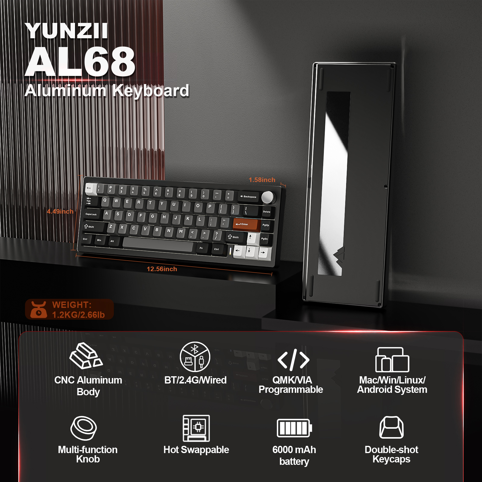 YUNZII AL68 Black QMK/VIA Mech - Gaming Keyboard Brand review and price