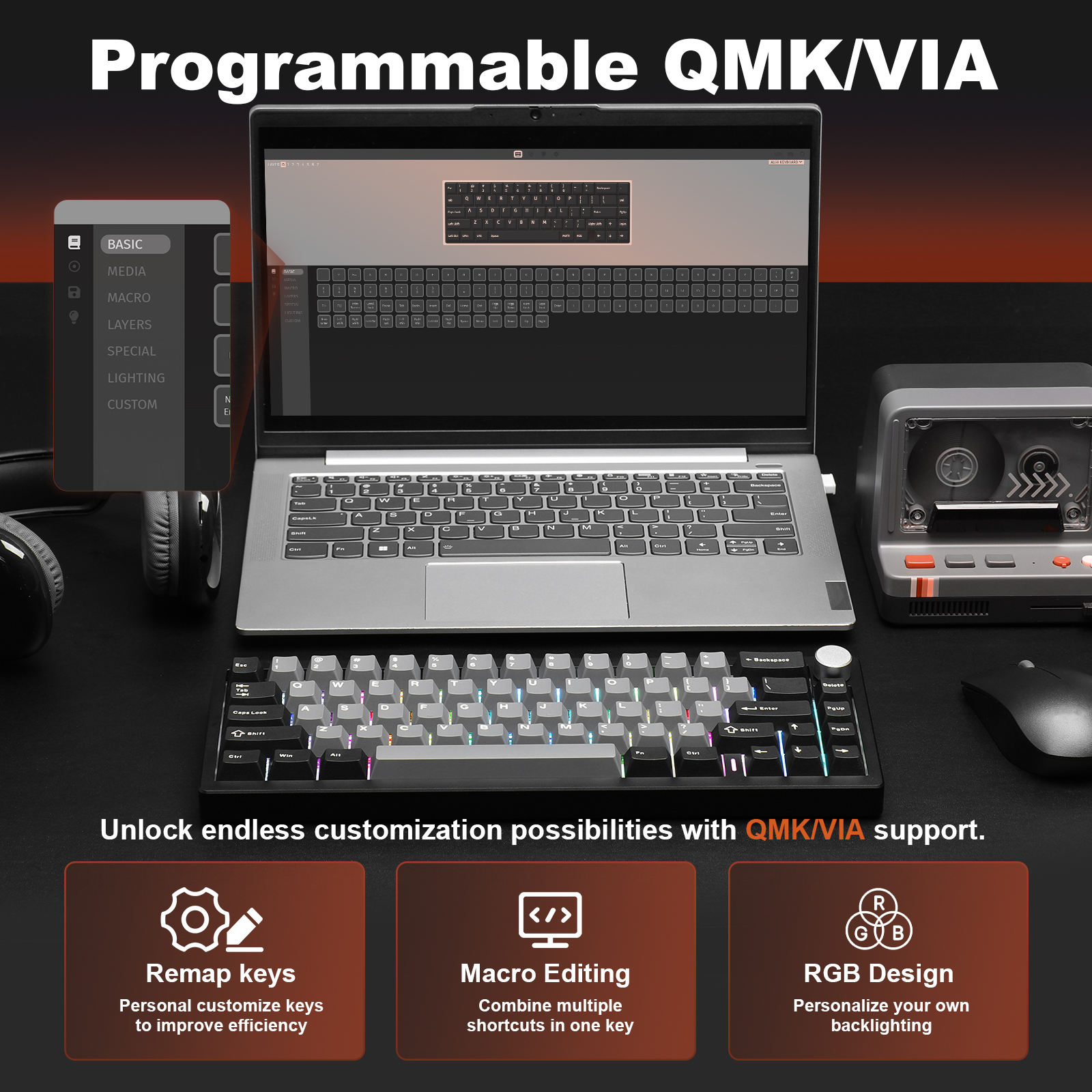 YUNZII AL68 Black QMK/VIA Mech - Gaming Keyboard Brand review and price
