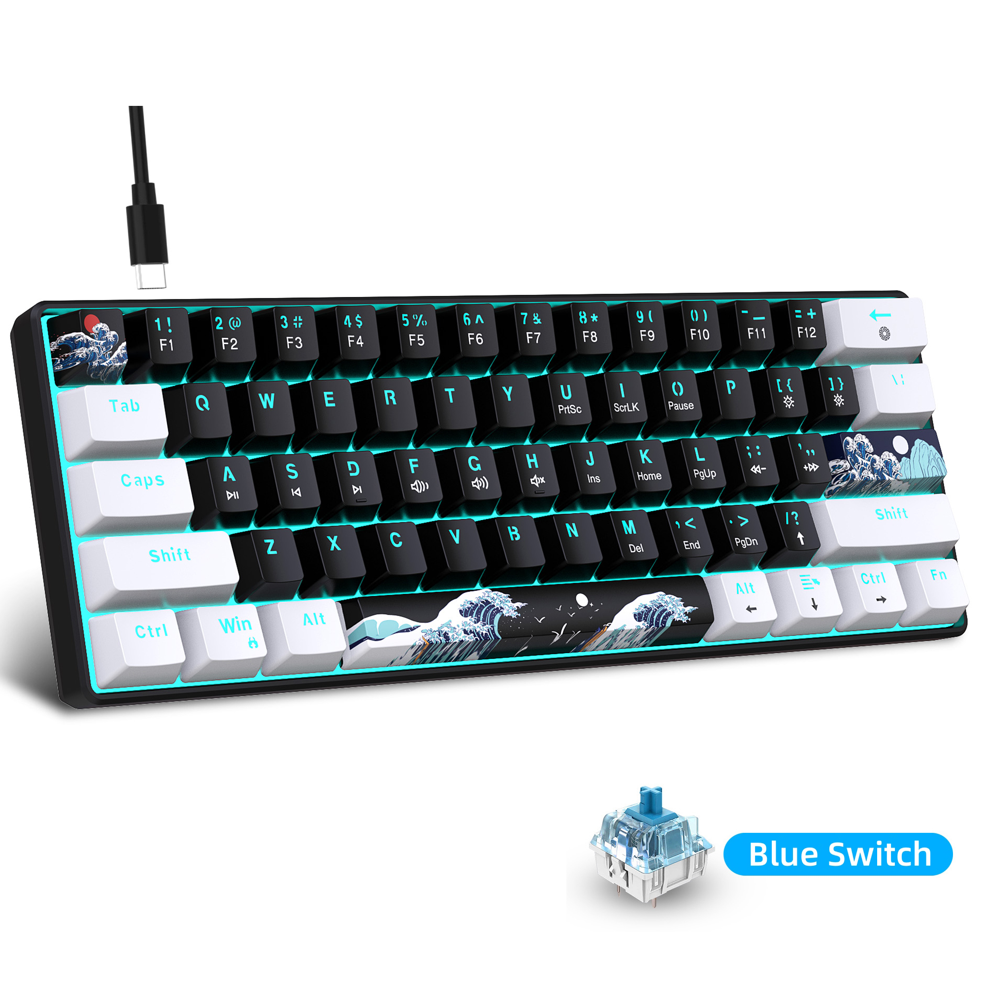 60% Mechanical Keyboard, Gamin - Keyboard Gaming Blue Switch review and price
