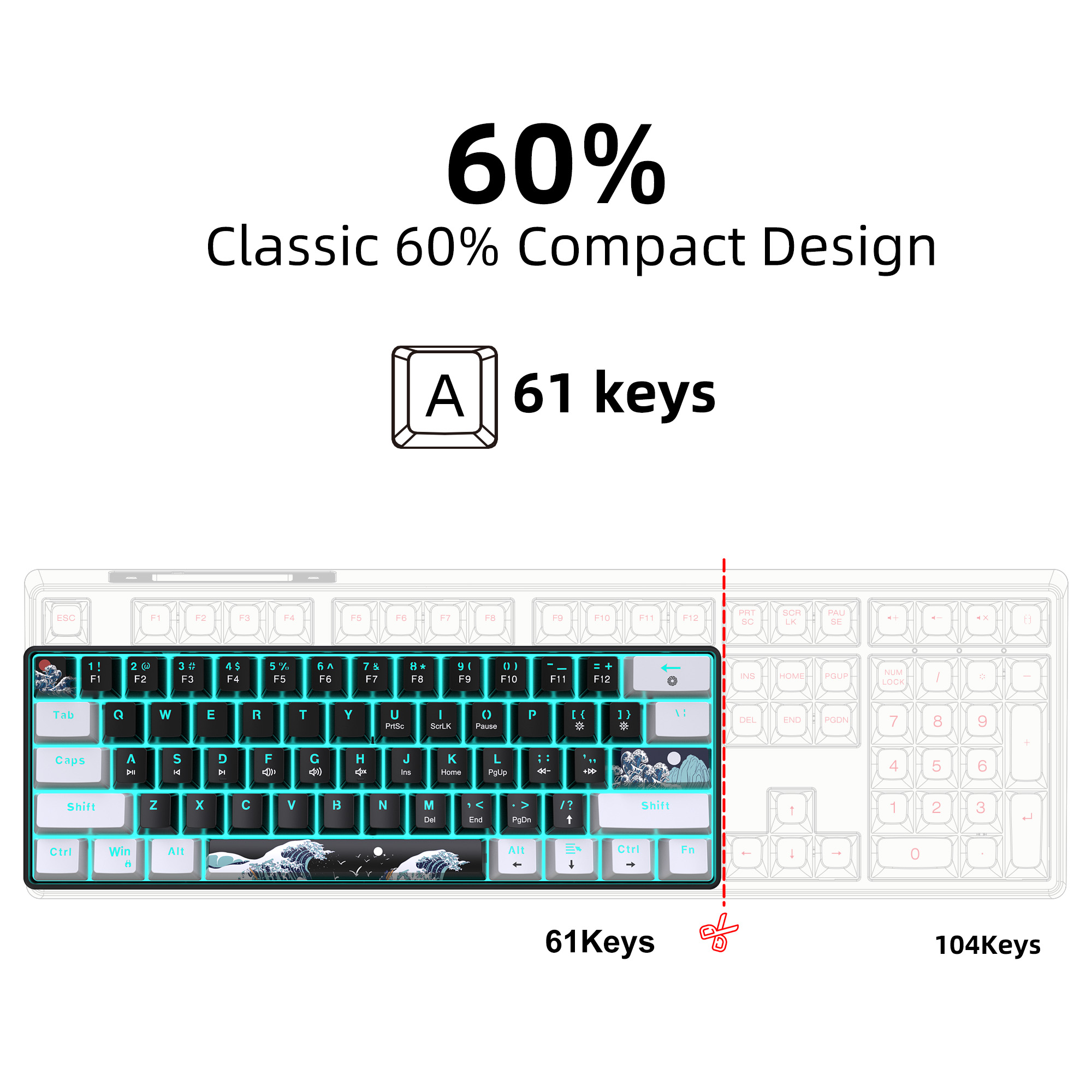 60% Mechanical Keyboard, Gamin - Keyboard Gaming Blue Switch review and price