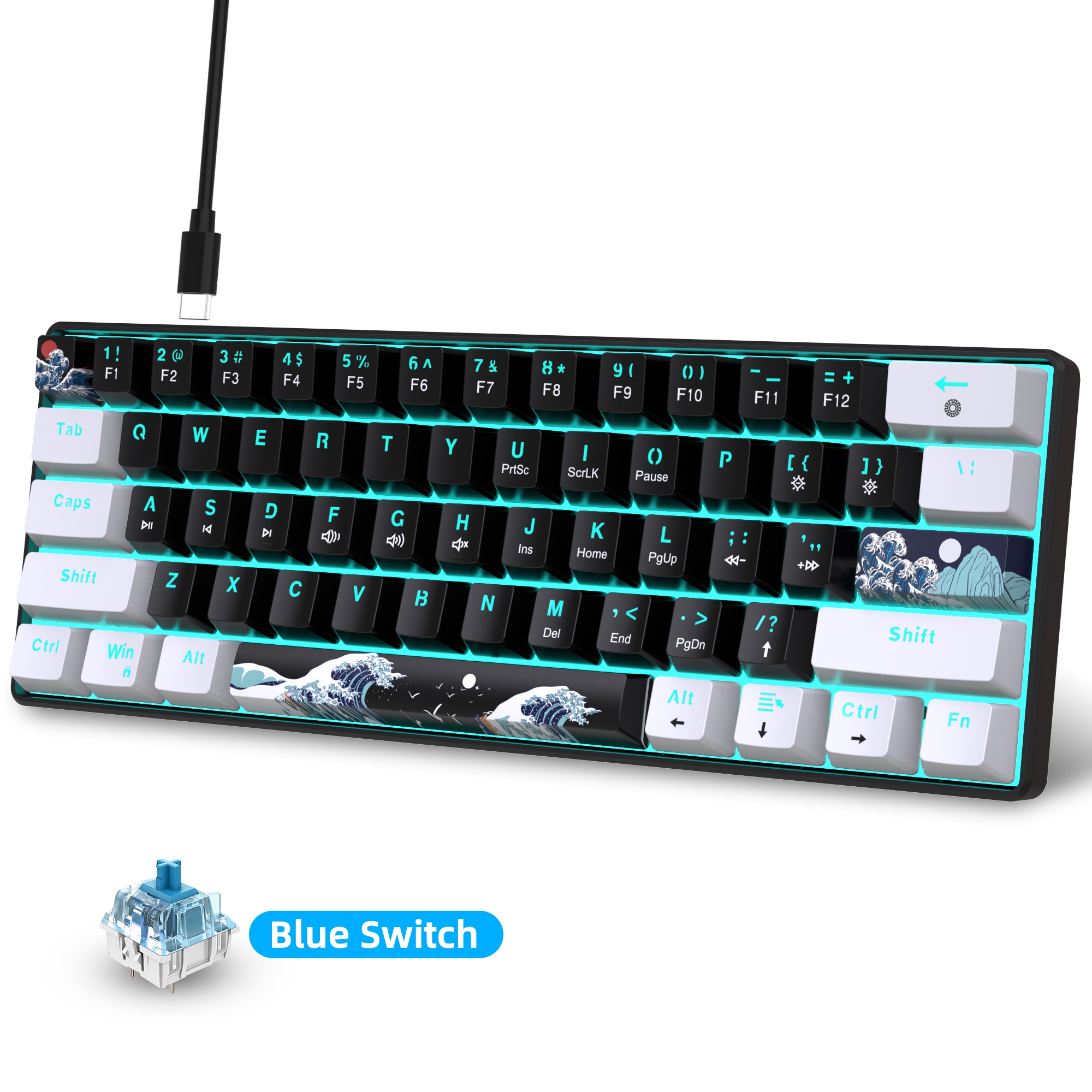 60% Mechanical Keyboard, Gamin - Keyboard Gaming Blue Switch review and price