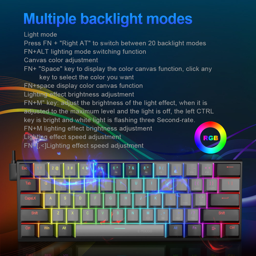 E-YOOSO Z11 RGB USB 60% Mini M - Keyboard Gaming Blue Switch review and price