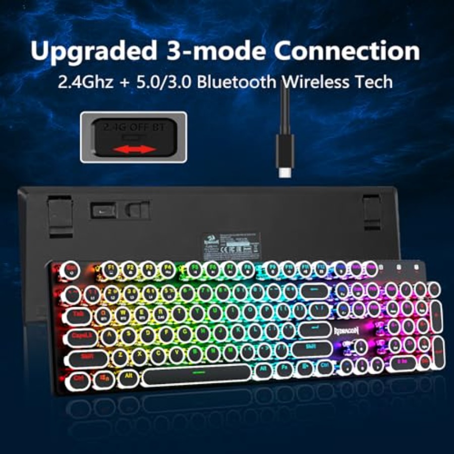 K710 Wireless Typewriter Style - Keyboard Gaming Blue Switch review and price
